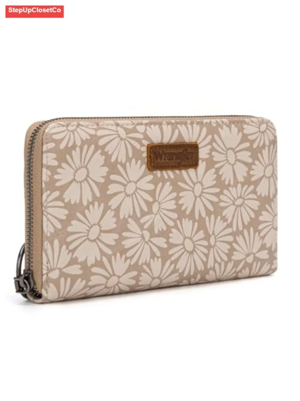 Women RFID Blocking Zip Around Floral Envelope Wallet with Wristlet Strap, Faux